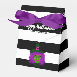 Cute Halloween Witch Black Stripe Party Namn Presentaskar