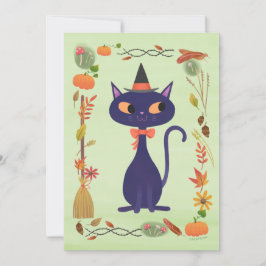 Cute Halloween Witch Cat DIY Blank Inbjudningar