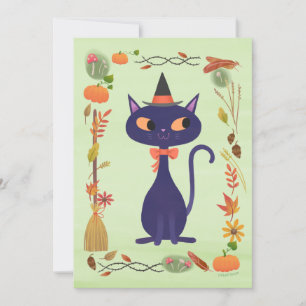 Cute Halloween Witch Cat DIY Blank Inbjudningar