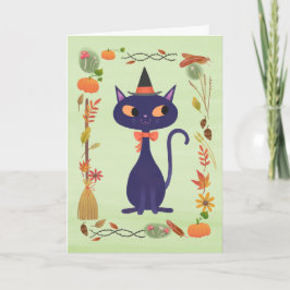 Cute Halloween Witch Cat Kort