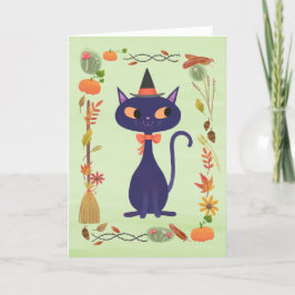 Cute Halloween Witch Cat Kort