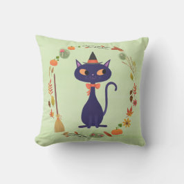 Cute Halloween Witch Cat Kudde