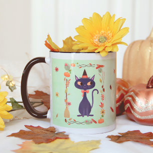 Cute Halloween Witch Cat Mugg
