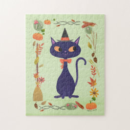 Cute Halloween Witch Cat Pussel