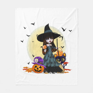 Cute Halloween Witch Fleecefilt