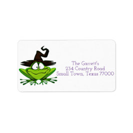 Cute Halloween Witch Frog Personlig Adress Adressetikett