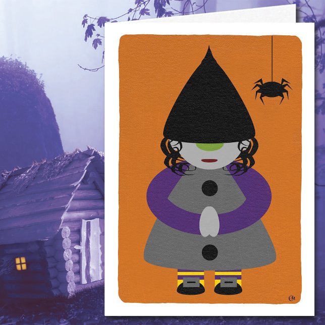 Cute Halloween Witch Gnome Blank Kort (Skapare uppladdad)