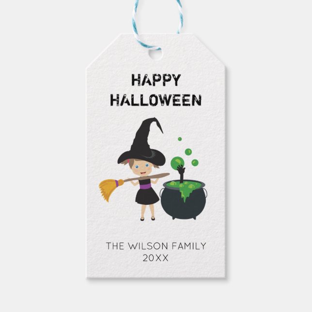 Cute Halloween Witch Happy halloween Presentetikett (Framsidan)