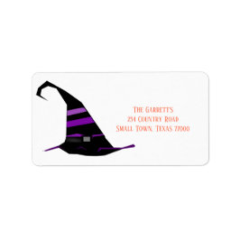Cute Halloween Witch Hat Personlig Adress Adressetikett