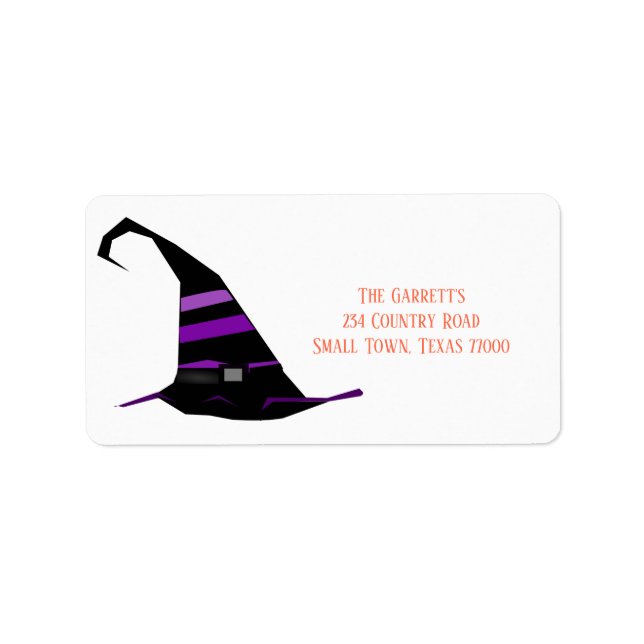 Cute Halloween Witch Hat Personlig Adress Adressetikett (Framsidan)