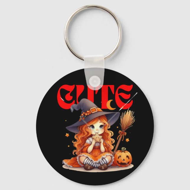 Cute Halloween Witch Keychain Nyckelring (Framsida)