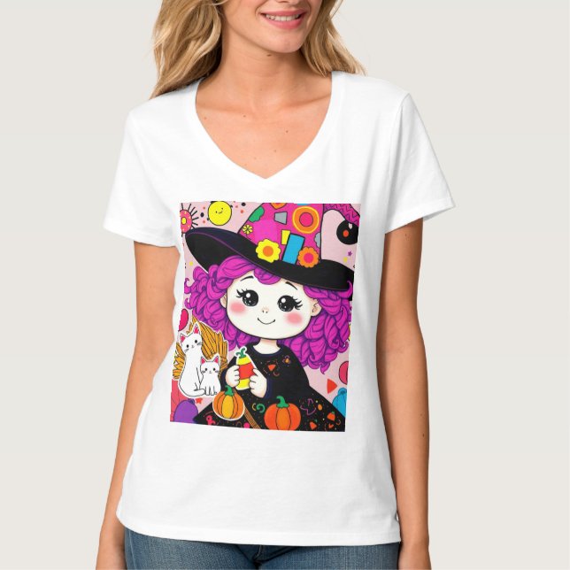 Cute Halloween Witch Matching Spooky Stil! T Shirt (Framsida)