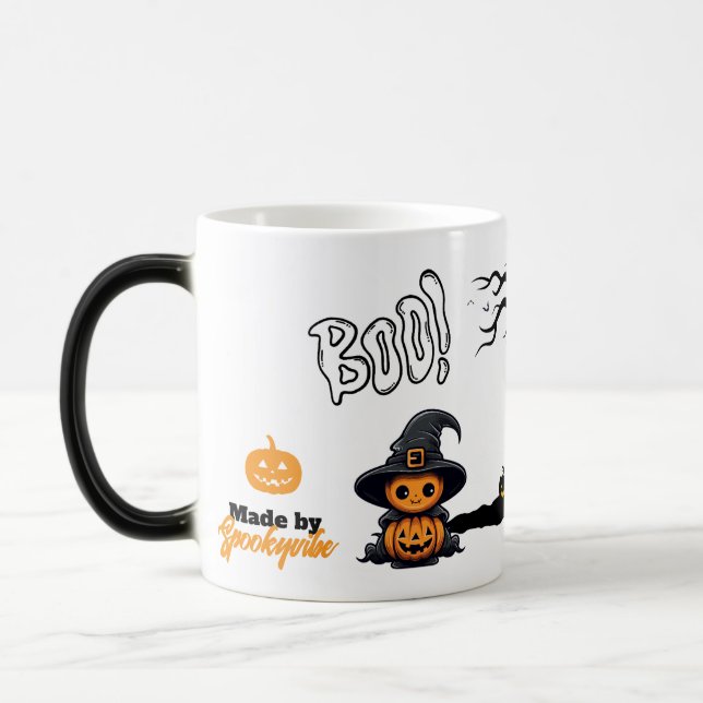 Cute Halloween Witch Pumpkin | Spooky Boo Haunted Magisk Mugg (Vänster)