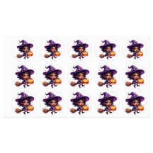 "Cute Halloween Witch Stickers - Kawaii Sorceress
