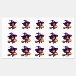"Cute Halloween Witch Stickers - Kawaii Sorceress