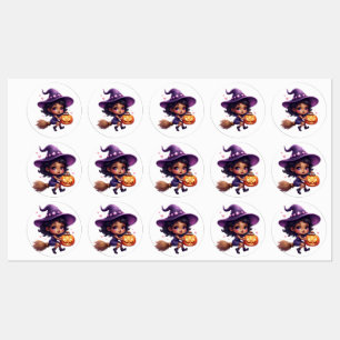 "Cute Halloween Witch Stickers - Kawaii Sorceress