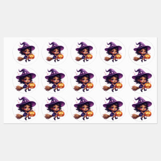 "Cute Halloween Witch Stickers - Kawaii Sorceress