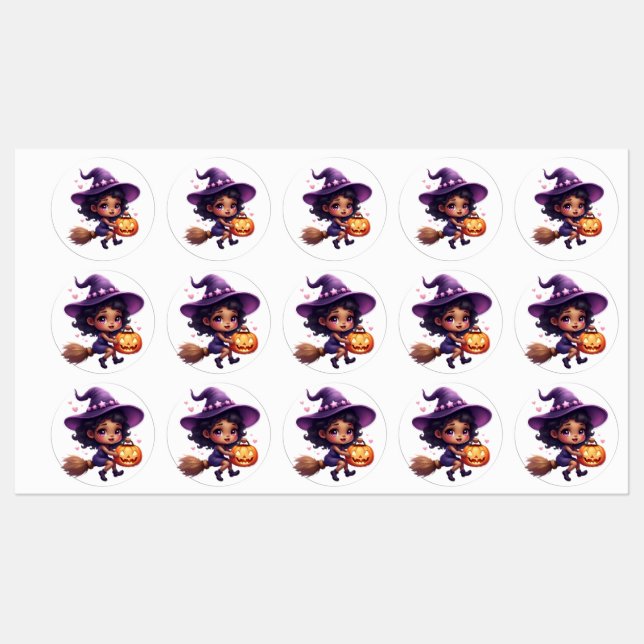 "Cute Halloween Witch Stickers - Kawaii Sorceress (Ark)