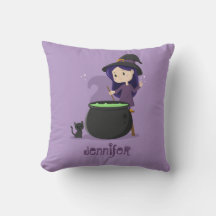 Cute Halloween Witch Stirring Smälter Pot Lila