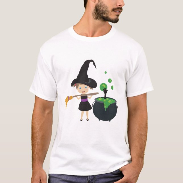 Cute Halloween Witch T Shirt (Framsida)