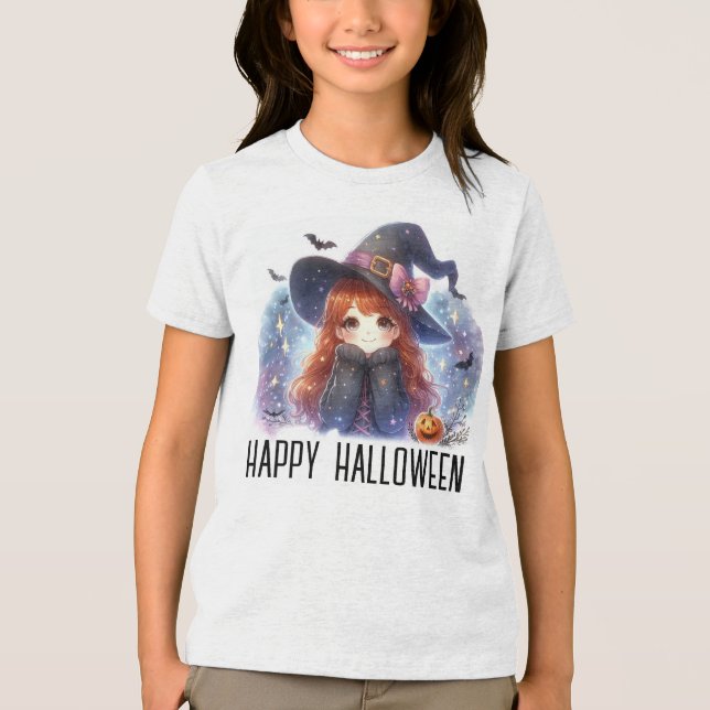 Cute Halloween Witch T Shirt (Framsida)