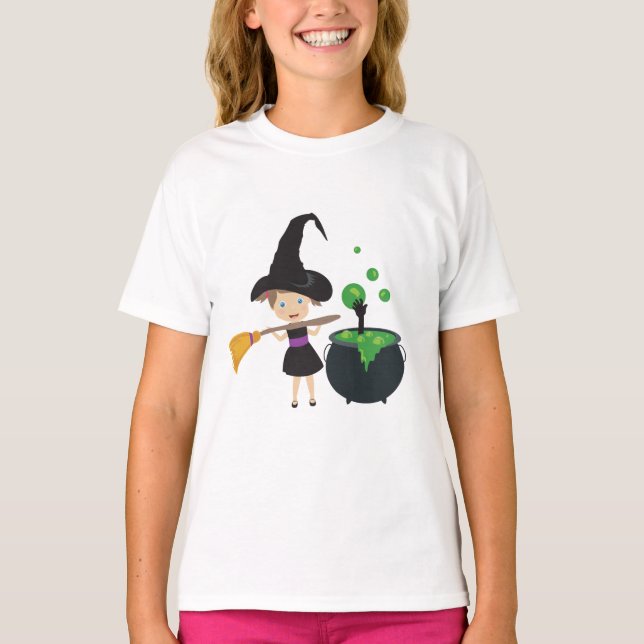 Cute Halloween Witch T Shirt (Framsida)