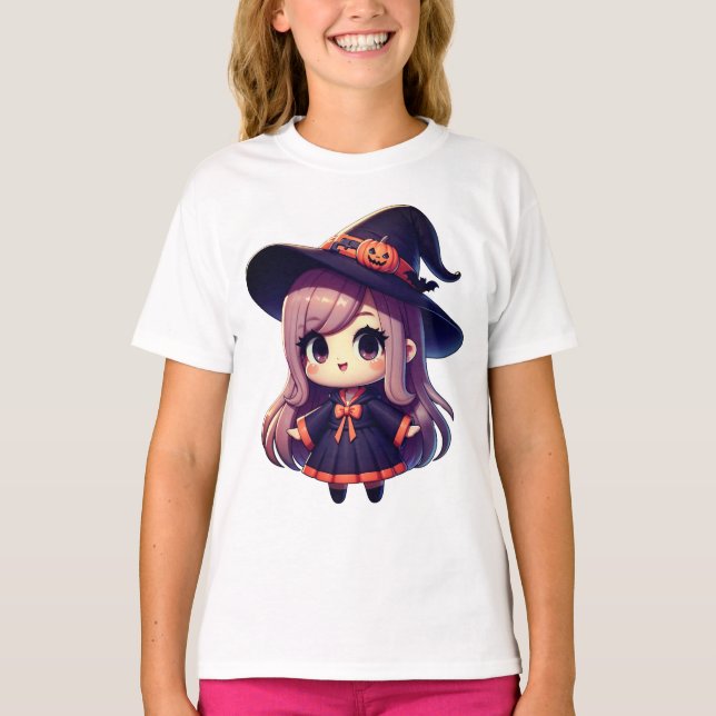 "Cute Halloween Witch" T Shirt (Framsida)