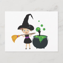 Cute Halloween Witch Vykort