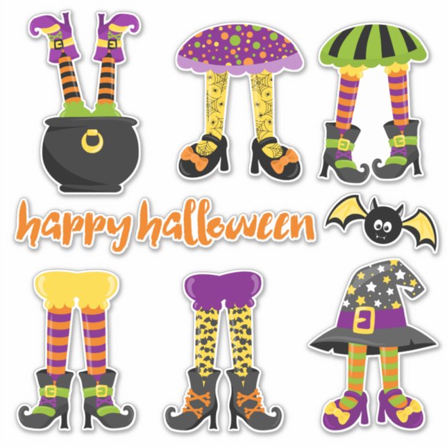 Cute Halloween Witches Ben Contour Klistermärken (Framsida)
