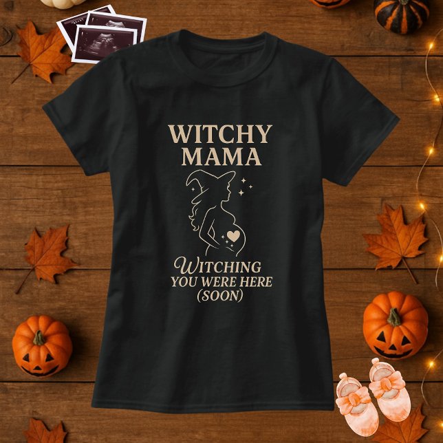 Cute Halloween Witchy Mamma Pregant Wish T Shirt (Skapare uppladdad)