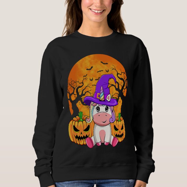 Cute Halloween Witchy Unicorn Halloween Custome T Shirt (Framsida)