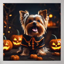 Cute Halloween Yorkshire Terrier Puppy Hund Pumpki