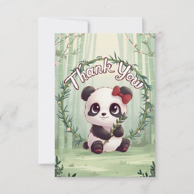 Cute Hälsning Panda Tack Kort (Framsida)