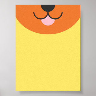 Cute Halva Ansikte-Hund - Ljusfull 2D-Tecknad Poster