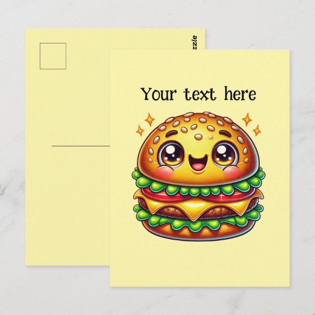 Cute hamburger älskare anpassa vykort (Fram/baksida)