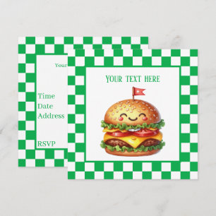 Cute hamburger cookout party anpassade inbjudningar