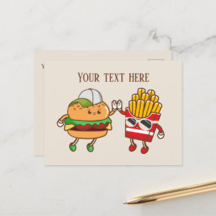 Cute Hamburger fries lägger till text Vykort