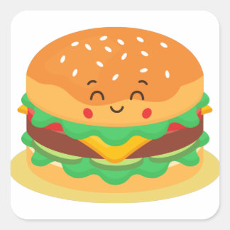 Cute Hamburger Fyrkantigt Klistermärke