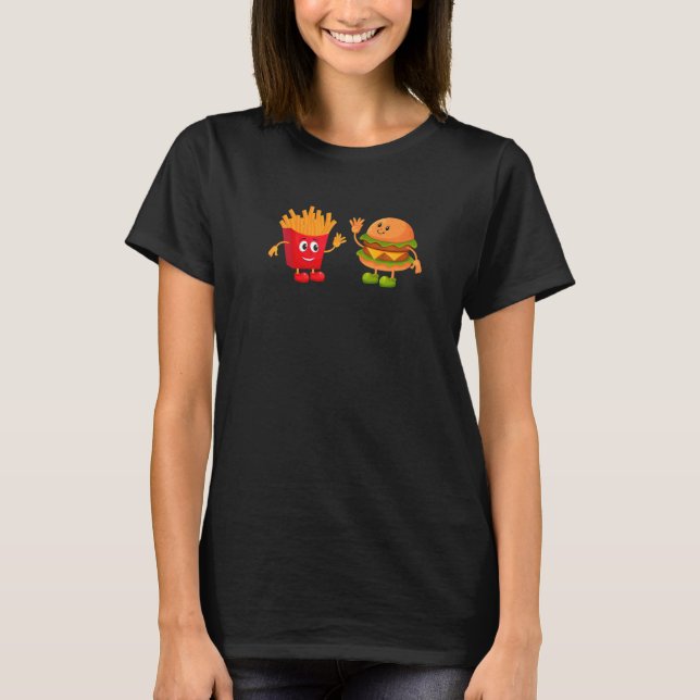 Cute Hamburger Men Women Hamburger French Fries    T Shirt (Framsida)