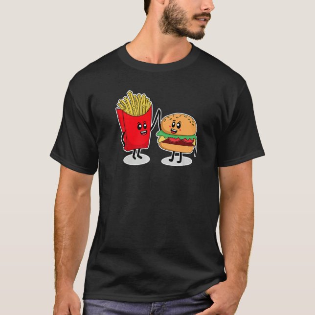 Cute Hamburger Men Women Hamburger French Fries    T Shirt (Framsida)