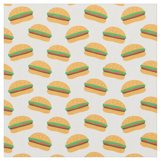 Cute Hamburger Mönster Tyg (Närbild)