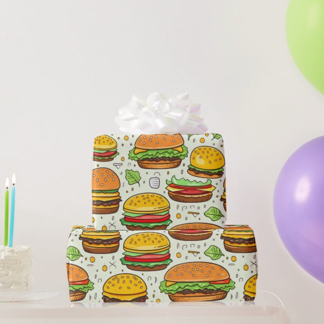 Cute Hamburgers Mönster Presentpapper (Festgåvor)