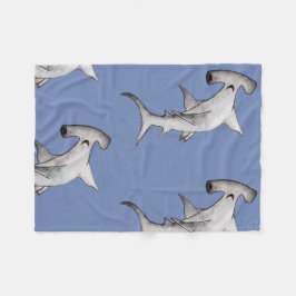 Cute hammerhead shark Havsstrandfilt Fleecefilt