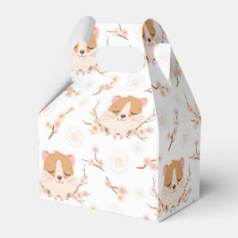Cute Hamster Ansikte + Flowers Birthday Tack Presentaskar