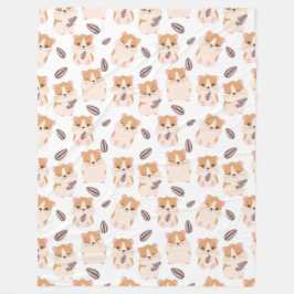 Cute Hamster Ansikte och Seeds Mönster Kid Fleecefilt