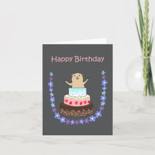 Cute Hamster Birthday Cake lustig konstig Birthday Kort