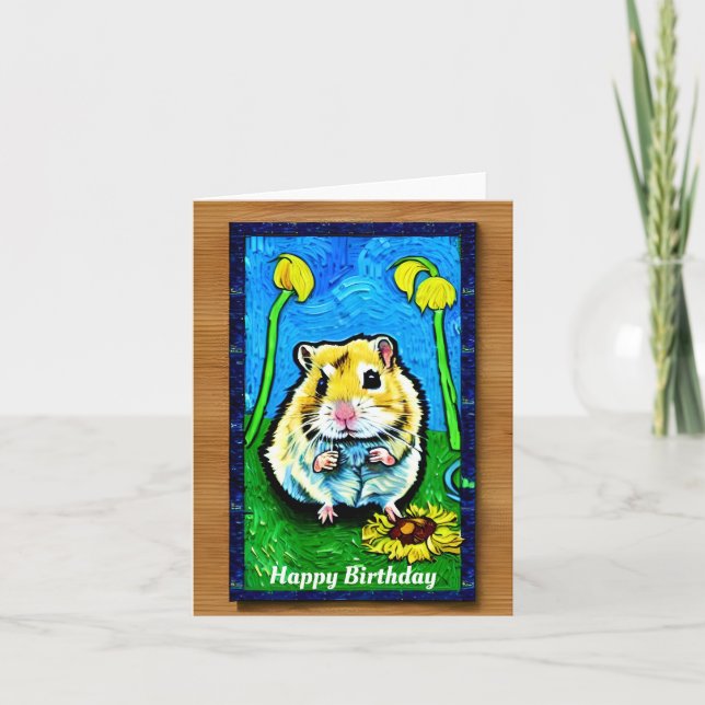 Cute Hamster Birthday Card Kort (Framsida)