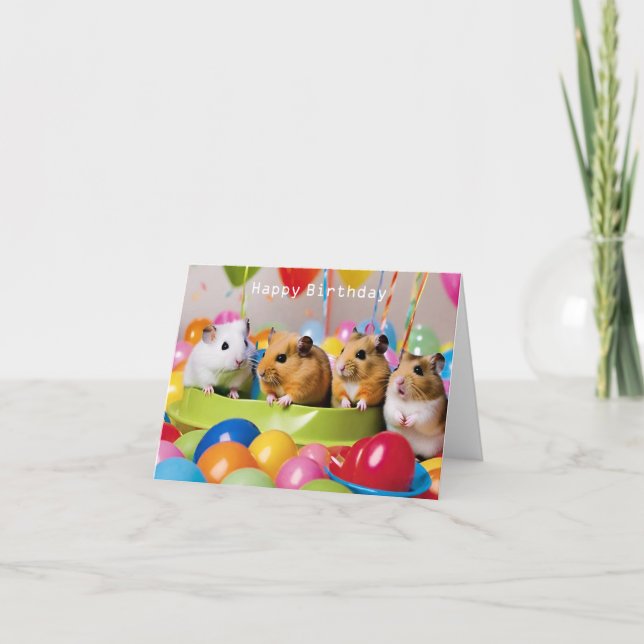 Cute Hamster Birthday Card Kort (Framsida)