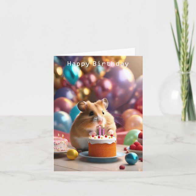 Cute Hamster Birthday Card Kort (Framsida)