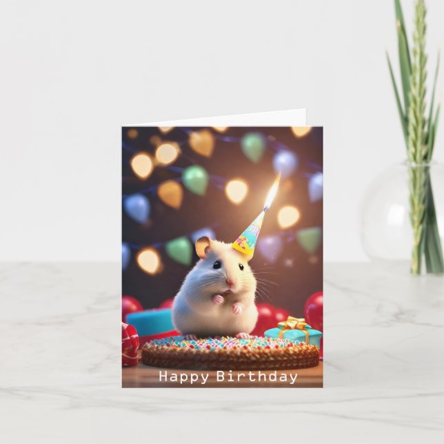 Cute Hamster Birthday Card Kort (Framsida)